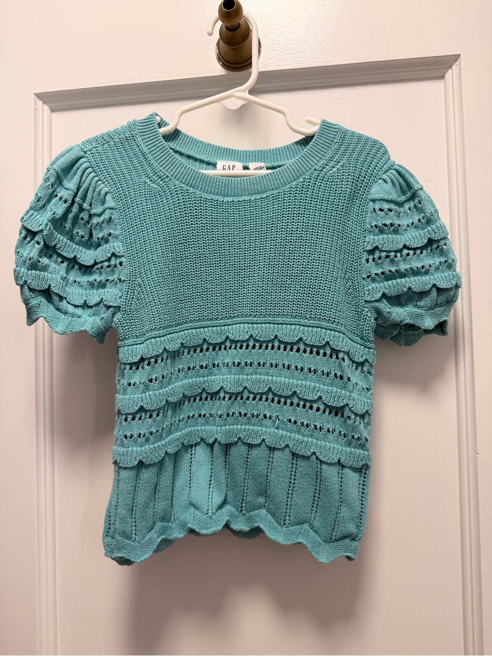 GAP Aqua Knit Puff Sleeve Top